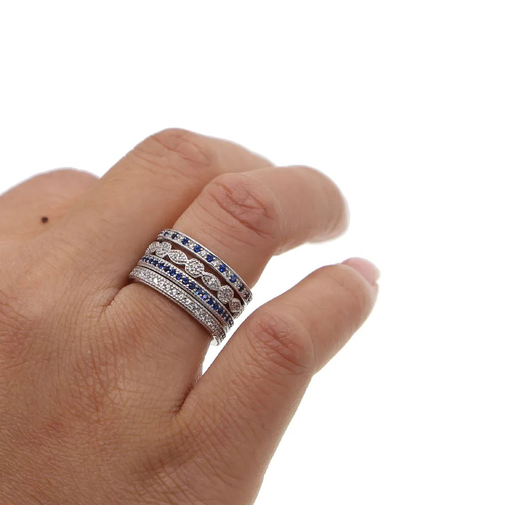 Stackable Crystal Blue Rings Set