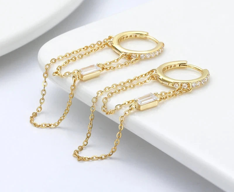 Dazzling Drop Chain Earrings