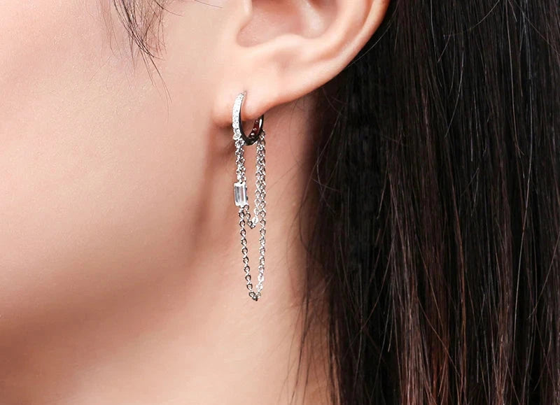 Dazzling Drop Chain Earrings