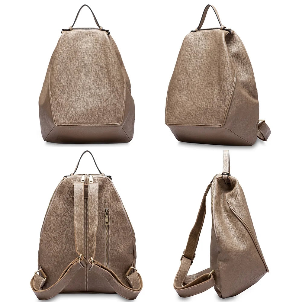 Oval Edge Leather Knapsack