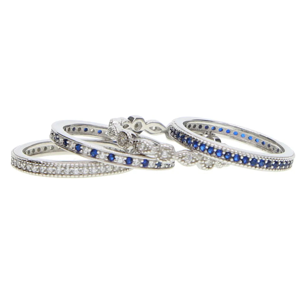 Stackable Crystal Blue Rings Set