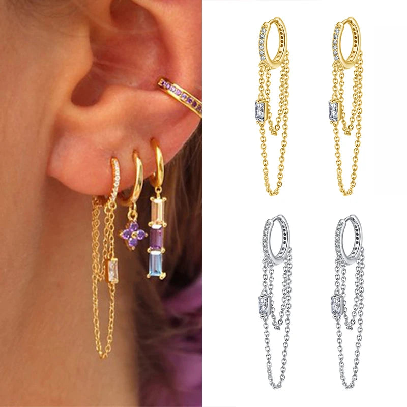 Dazzling Drop Chain Earrings