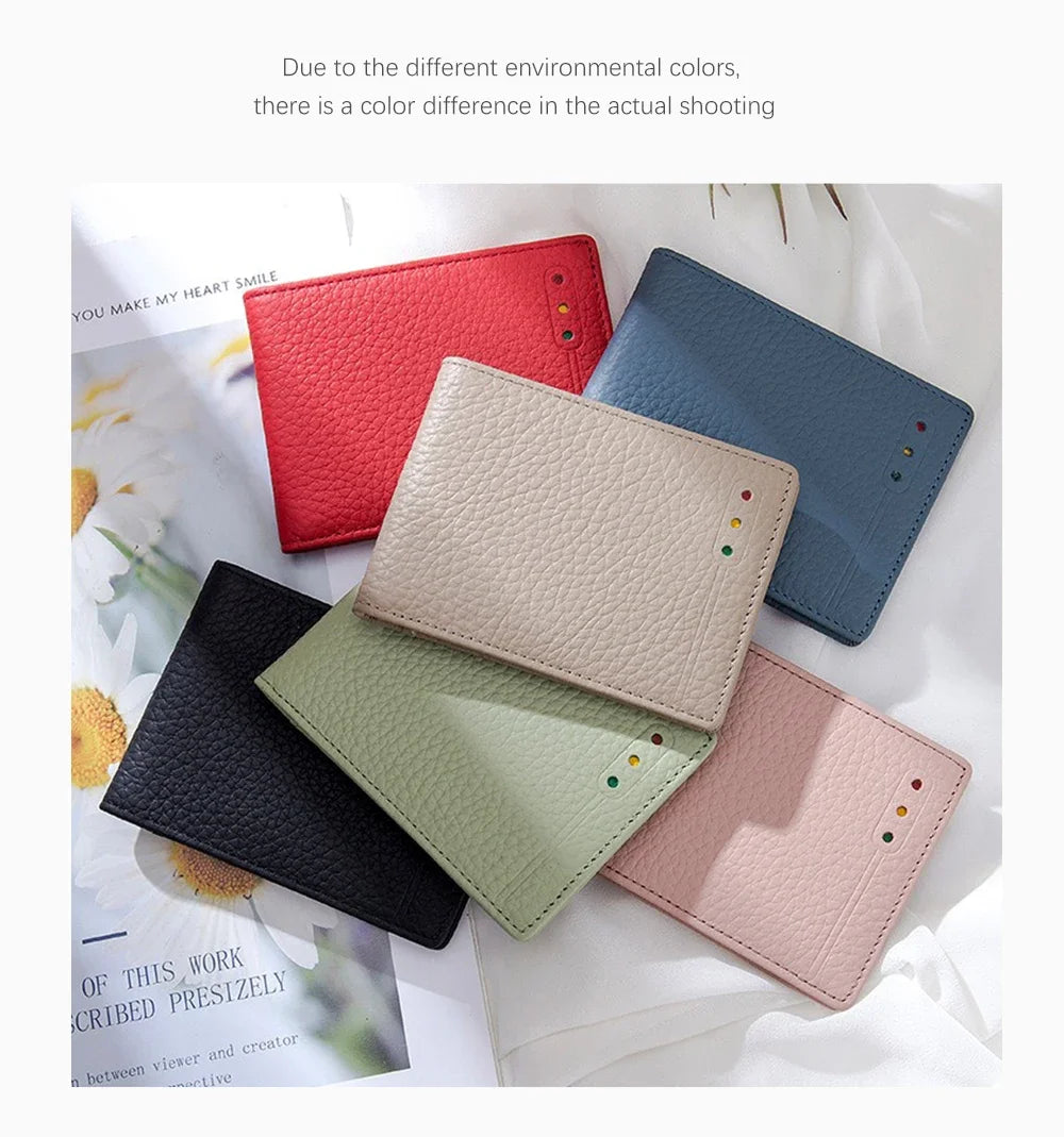 Zency Women's Ultra-thin FIRD Anti-theft Wallet Case Genuine Leather Multi-functional Card Holder Clip Creative Coin Purse