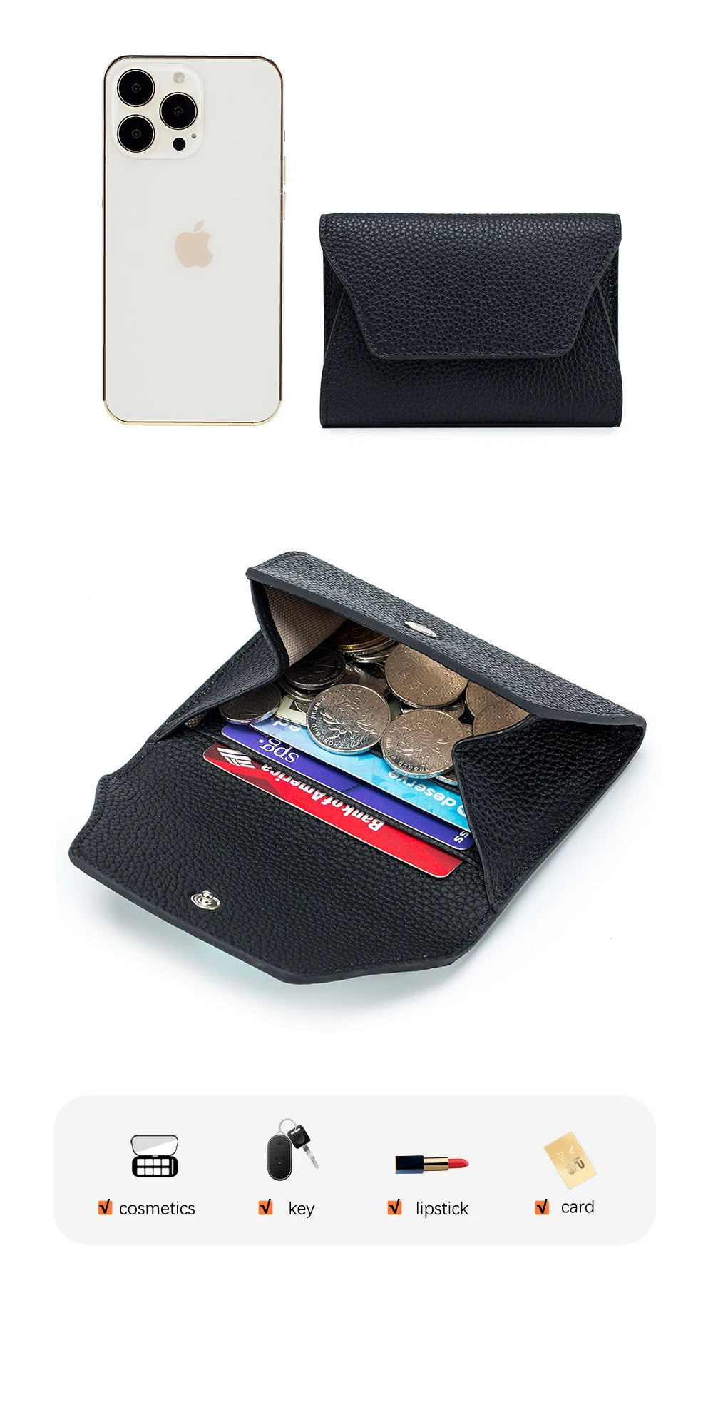 Zency Women's Genuine Leather Wallet Case Money Bags Female Coin Purse Small Fashin High Quality Credit Card Bag Organizer Pouch