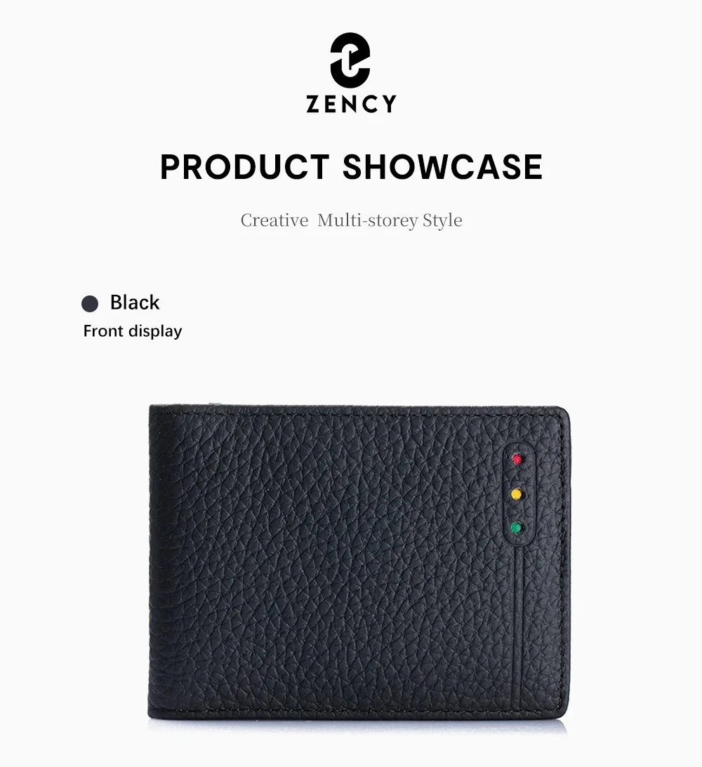 Zency Women's Ultra-thin FIRD Anti-theft Wallet Case Genuine Leather Multi-functional Card Holder Clip Creative Coin Purse