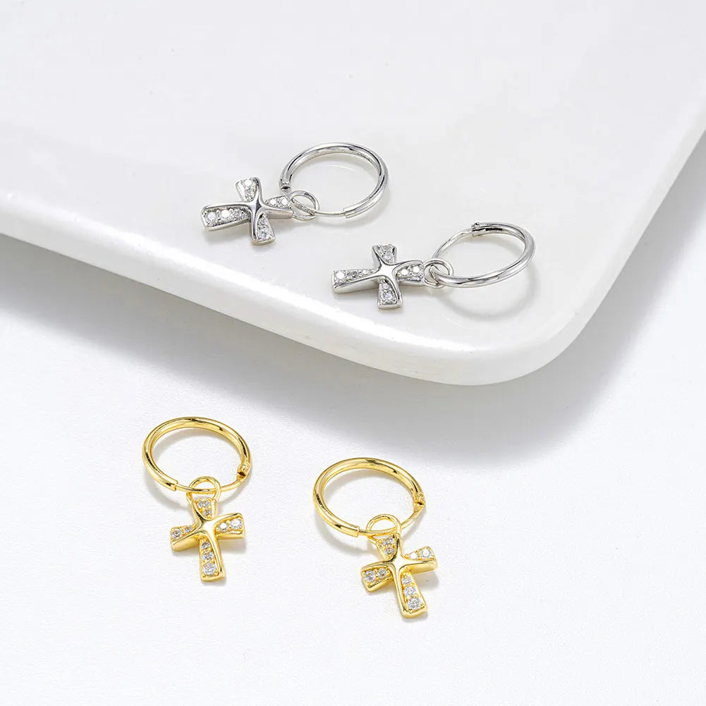 Crystal Cross Earrings