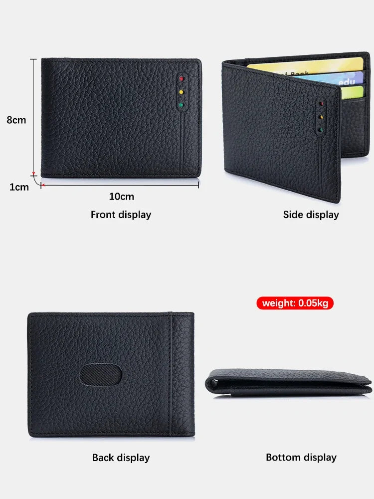 Zency Women's Ultra-thin FIRD Anti-theft Wallet Case Genuine Leather Multi-functional Card Holder Clip Creative Coin Purse