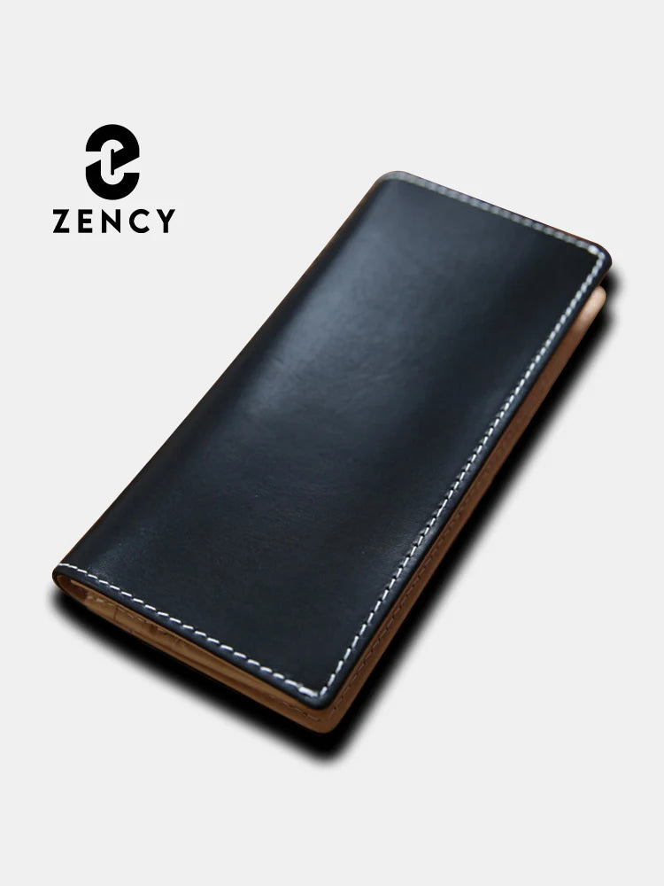 Zency Genuine Leather Long Wallet Cowhide Clutch Multiple Card Slots Holders Bag Coin Purses Unisex Multifunction Solid Bags