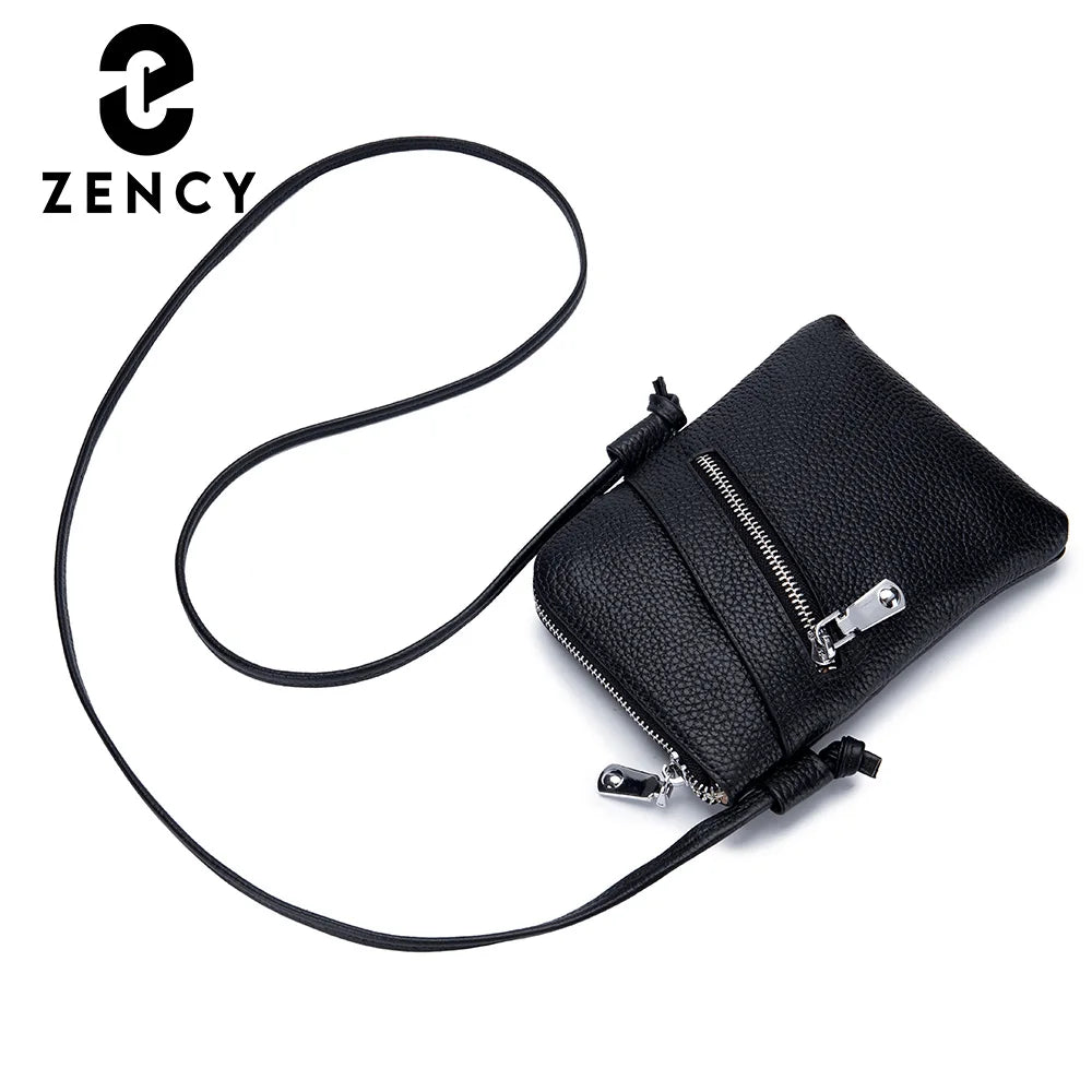 Zency Soft Genuine Leather Handbag Small Design Mobile Phone Wallet High Quality Women's Shoulder Strap Bag Card Holder Bags