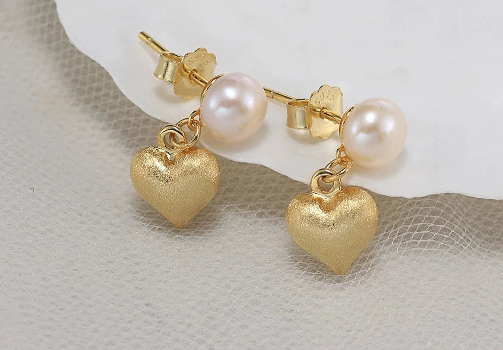 Eternal Heart and Pearl Earrings