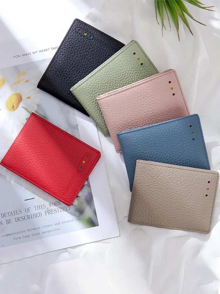 Zency Women's Ultra-thin FIRD Anti-theft Wallet Case Genuine Leather Multi-functional Card Holder Clip Creative Coin Purse