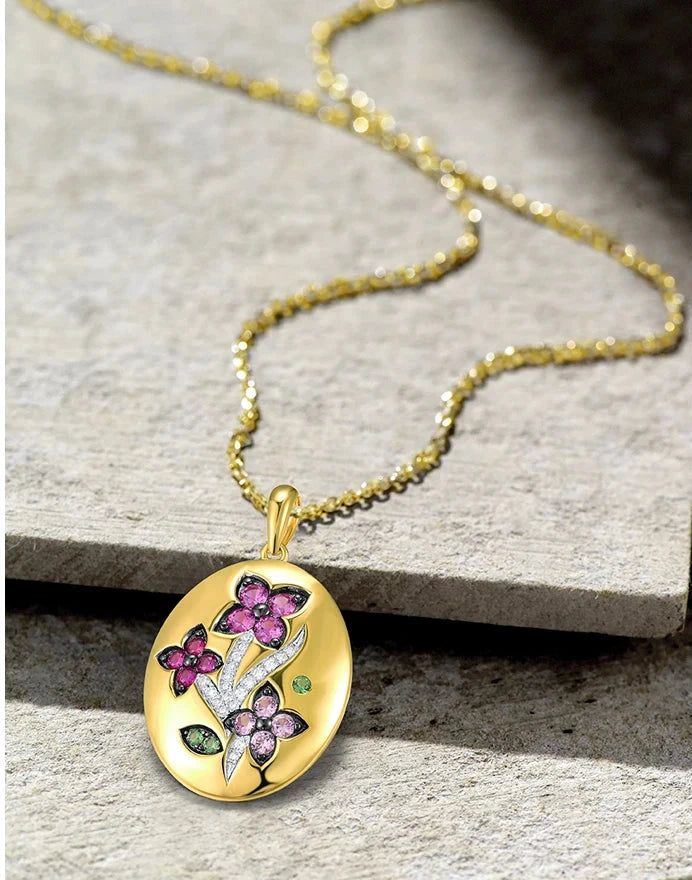 Pink Sapphire Flower Pendant