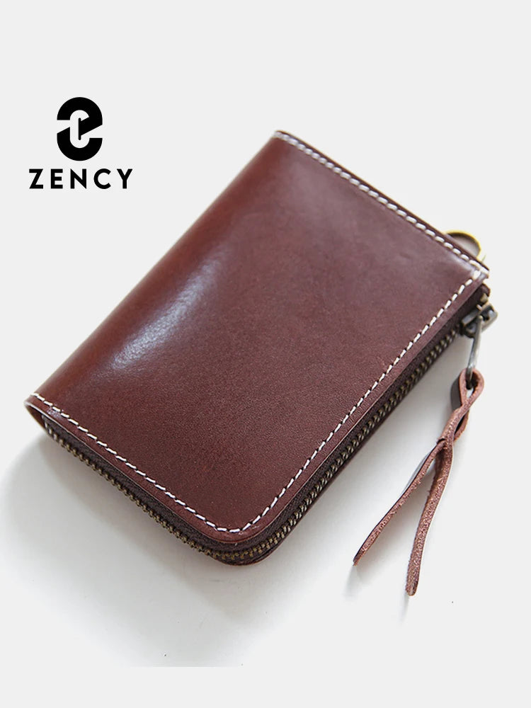 Zency Genuine Leather Long Wallet Cowhide Clutch Multiple Card Slots Holders Bag Coin Purses Unisex Multifunction Solid Bags