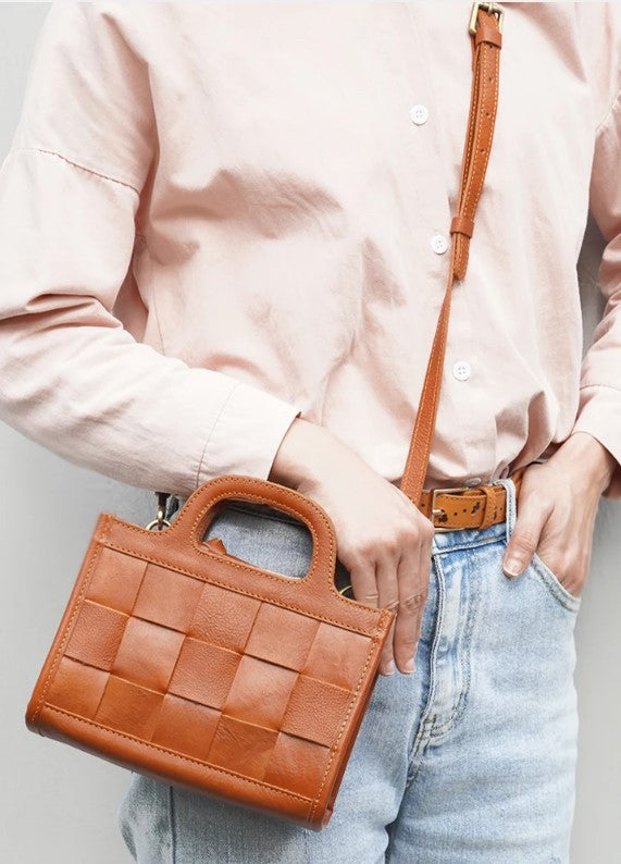 Leather Weave Mini Crossbody